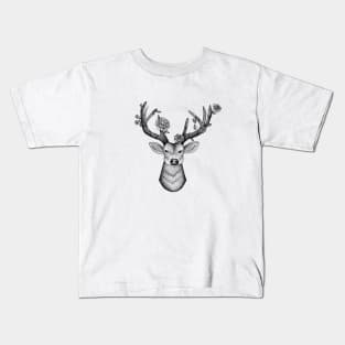 Floral Stag Illustration Kids T-Shirt